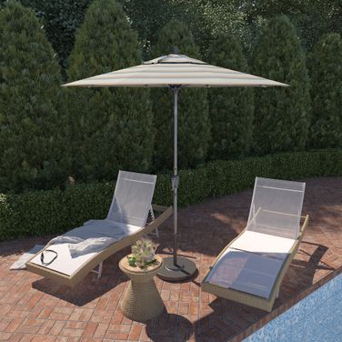 Pacific Trail 7.5' Patio Umbrella with Aluminum Pole Ribs Push Button Tilt Crank Lift with Sunbrella Fabric In Gateway Mist and Hammertone Grey