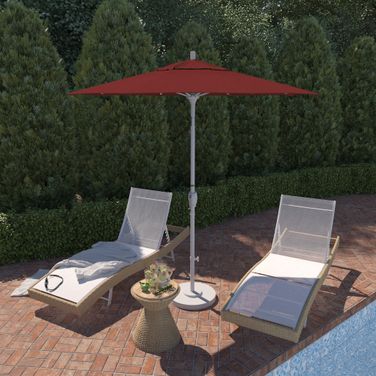 Pacific Trail 7.5' Patio Umbrella with Aluminum Pole Ribs Push Button Tilt Crank Lift with Sunbrella Fabric In Henna and Matte White