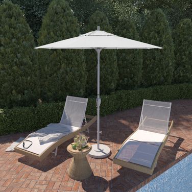 Pacific Trail 7.5' Patio Umbrella with Aluminum Pole Ribs Push Button Tilt Crank Lift with Sunbrella Fabric In Matte White and Natural