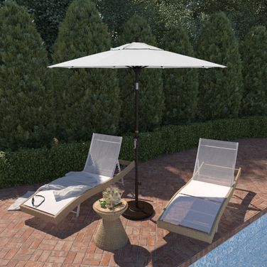 Pacific Trail 7.5' Patio Umbrella with Aluminum Pole Ribs Push Button Tilt Crank Lift with Sunbrella Fabric In Natural and Bronze