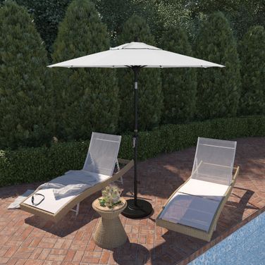 Pacific Trail 7.5' Patio Umbrella with Aluminum Pole Ribs Push Button Tilt Crank Lift with Sunbrella Fabric In Natural and Stone Black