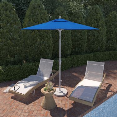 Pacific Trail 7.5' Patio Umbrella with Aluminum Pole Ribs Push Button Tilt Crank Lift with Sunbrella Fabric In Pacific Blue and Matte White