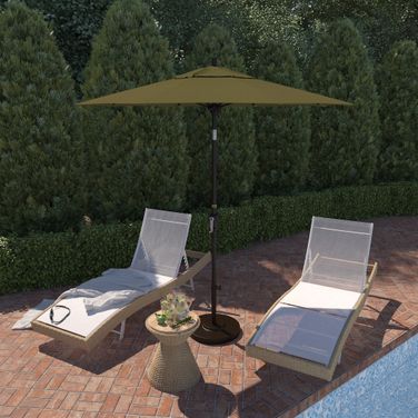 Pacific Trail 7.5' Patio Umbrella with Aluminum Pole Ribs Push Button Tilt Crank Lift with Sunbrella Fabric In Spectrum Cilantro and Bronze