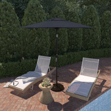 Pacific Trail 7.5' Patio Umbrella with Aluminum Pole Ribs Push Button Tilt Crank Lift with Sunbrella Fabric In Spectrum Indigo and Bronze