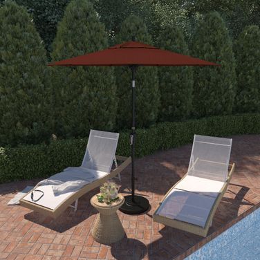 Pacific Trail 7.5' Patio Umbrella with Aluminum Pole Ribs Push Button Tilt Crank Lift with Sunbrella Fabric In Terracotta and Stone Black