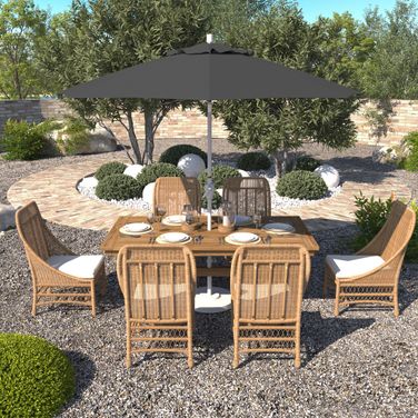 Pacific Trail 9' Patio Umbrella with Aluminum Pole Ribs Push Button Tilt Crank Lift with Olefin Fabric In Matte White and Black