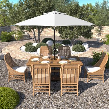Pacific Trail 9' Patio Umbrella with Aluminum Pole Ribs Push Button Tilt Crank Lift with Olefin Fabric In White and Bronze