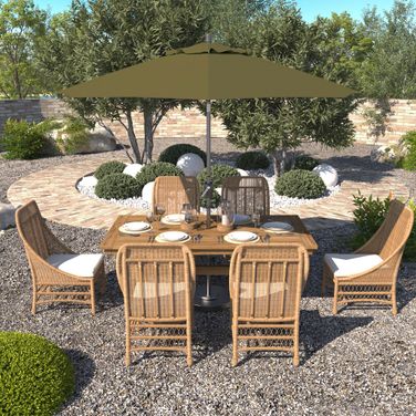 Pacific Trail 9' Patio Umbrella with Aluminum Pole Ribs Push Button Tilt Crank Lift with Sunbrella Fabric In Spectrum Cilantro and Hammertone Grey