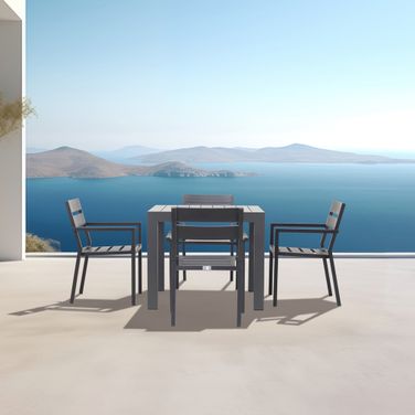Pacifica Classic 4 Seat Square Dining Set In Slate