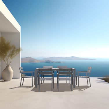 Pacifica Classic 6 Seat Rectangular Dining Set In Slate