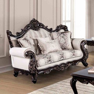 Palencia Loveseat In Dark Cherry and Beige