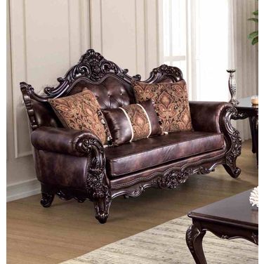Palencia Loveseat In Dark Cherry and Brown