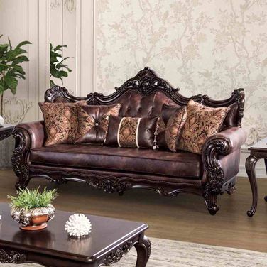Palencia Sofa In Dark Cherry and Brown