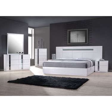 Palermo White Lacquer Platform Bedroom Set