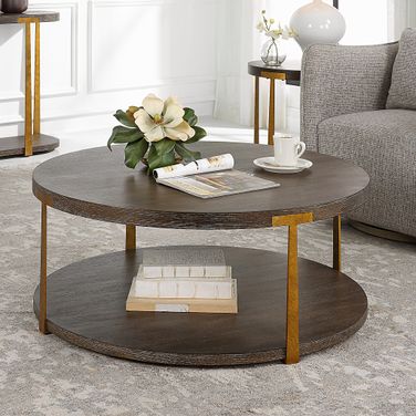 Palisade Round Occasional Table Set In Antique Gold