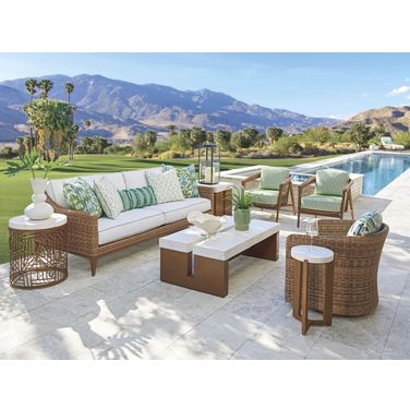 Palm Desert Poolside Outdoor Conversation Set In Dark Brown
