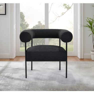 Palma Boucle Metal Arm Chair In Black