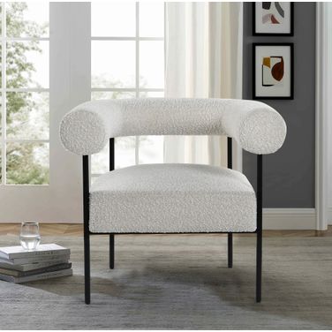 Palma Boucle Metal Arm Chair In Cream