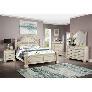 Pamphilos Antique White Poster Bedroom Set
