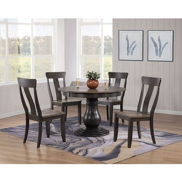 Panel Back 5-Piece Bella Dining Set In Grey Stone and Black Stone