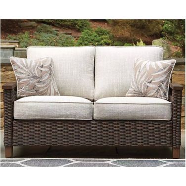 Paradise Trail Medium Brown Outdoor Loveseat with Cushion