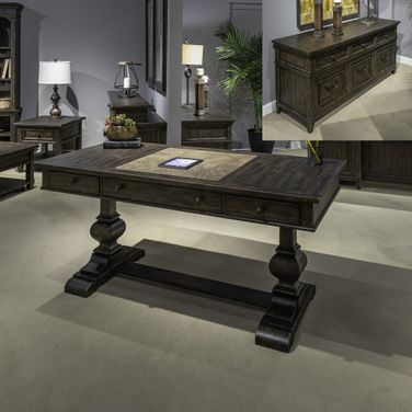 Paradise Valley 2 Piece Desk Set In Saddle Brown