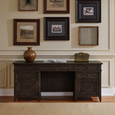 Paradise Valley Executive Credenza In Saddle Brown