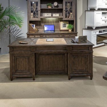 Paradise Valley Executive Desk In Saddle Brown