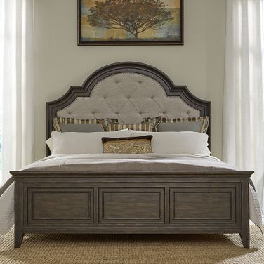 Paradise Valley King California Upholstered Bed In Saddle Brown
