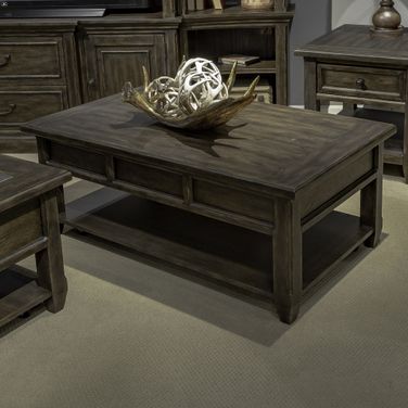 Paradise Valley Lift Top Cocktail Table In Brown