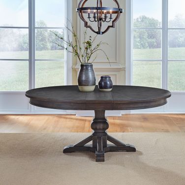 Paradise Valley Pedestal Table Set In Saddle Brown