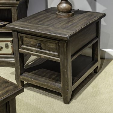 Paradise Valley Rectangular End Table In Saddle Brown