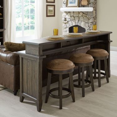 Paradise Valley Saddle Brown Console Bar Table Set