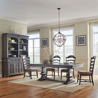 Paradise Valley Saddle Brown Trestle Extendable Dining Room Set