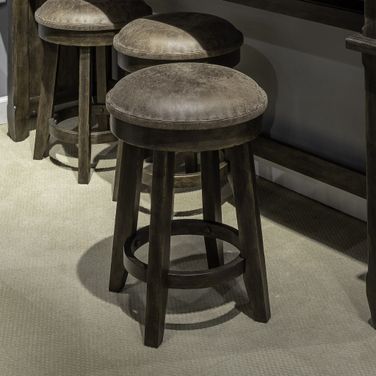 Paradise Valley Upholstered Console Stool In Saddle Brown