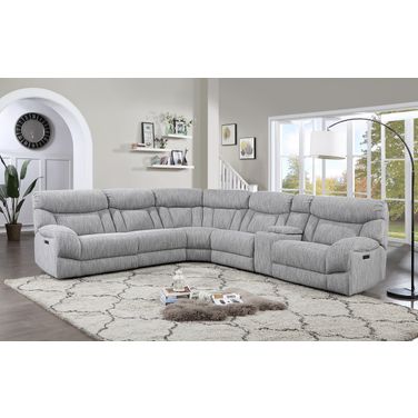 Park City 6 Piece Dual-Power Reclining Sectional In Gray
