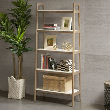 Parker Bookcase In Off-White/Natural
