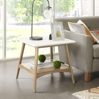 Parker End Table In Off-White/Natural