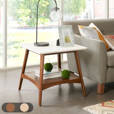 Parker End Table In Off-White and Pecan