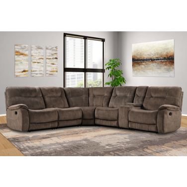 Parker Living Cooper Shadow Brown 6 Piece Modular Manual Reclining Sectional With Console