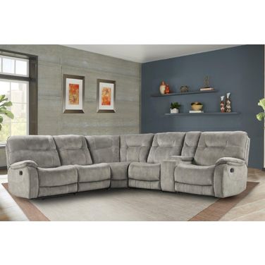 Parker Living Cooper Shadow Natural 6 Piece Modular Manual Reclining Sectional With Console