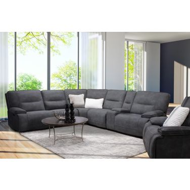 Parker Living Gladiator Cobalt 6 Piece Modular Power Reclining Sectional With Power Headrests And Console With Usb Popup