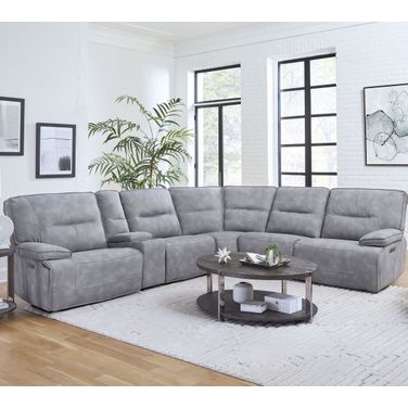 Parker Living Gladiator Sky 6 Piece Modular Power Reclining Sectional With Power Headrests And Console With Usb Popup
