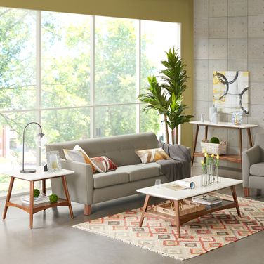 Parker Occasional Table Set In Off-White and Pecan