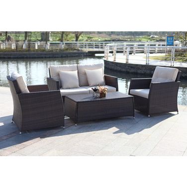 Parry Brown and Beige 5-Piece Outdoor Living Set