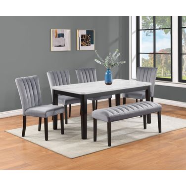 Pascal Dining Room Set In White Top Table With Gray And Black