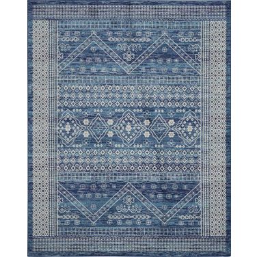 Passion Navy Blue 8' x 10' Bohemian Area Rug