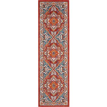 Passion Red Multi Colored 2'2" x 7'6" Runner Area Rug