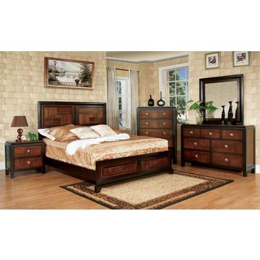 Patra Acacia and Walnut Panel Bedroom Set