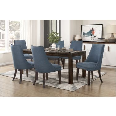 Paulson Rectangular Dining Set In Blue and Walnut